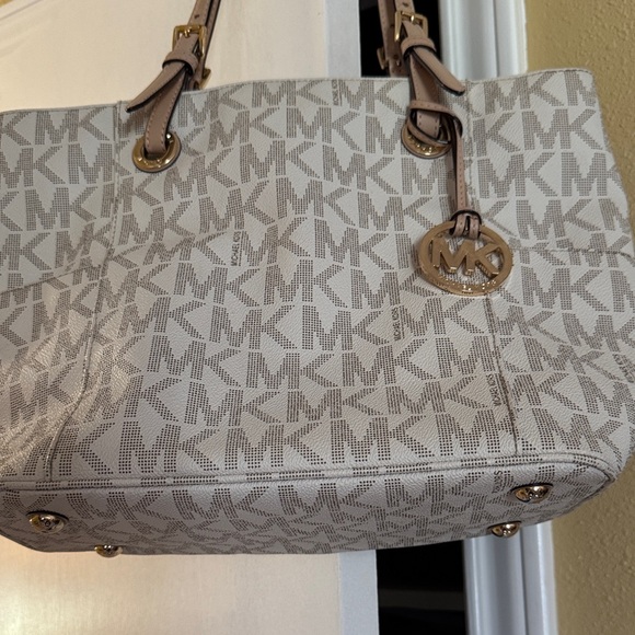 Michael Kors Cream Monogram Tote - Picture 1 of 8